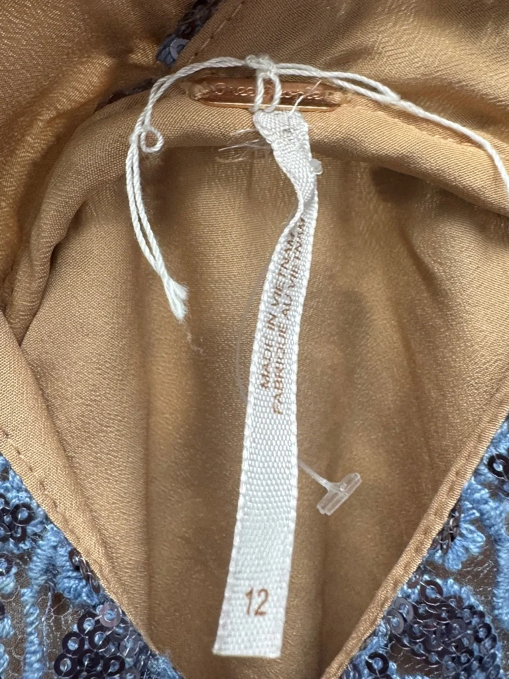 Free People Night Shimmer Sequin Mini Dress Blue and Nude